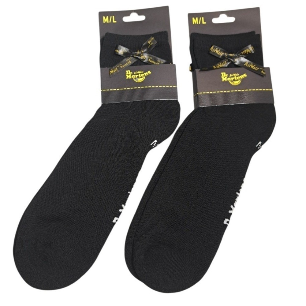 2-Pairs Dr. Martens Crew Socks Size M/L Bow Sock Black Organic